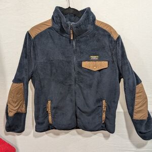Men's Navy and Tan Fleece Jacket